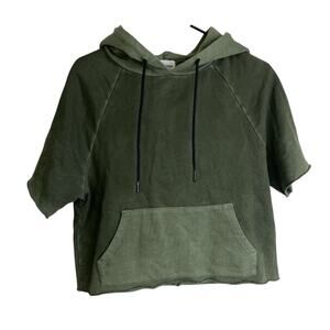 Cotton Citizen Hoodie Sweatshirt Small Green Pullover French Terry Short Sleeve